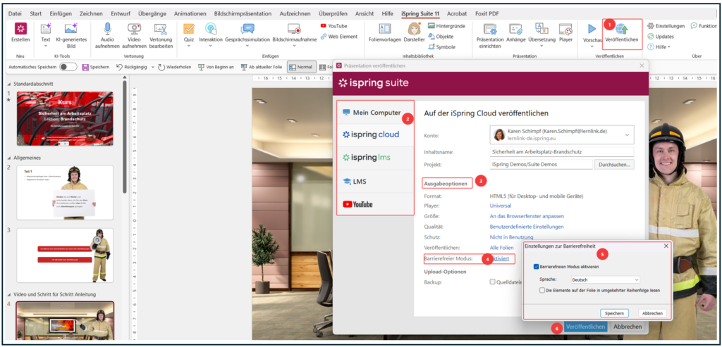 iSpring Suite Kurs barrierefrei veröffentlichen