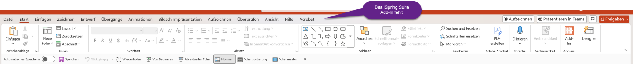 iSpring Suite Add-In fehlt in der Men&uuml;leiste von PowerPoint