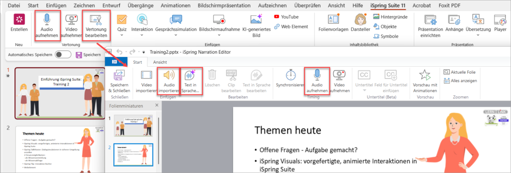 Audiospur in iSpring Suite einf&uuml;gen