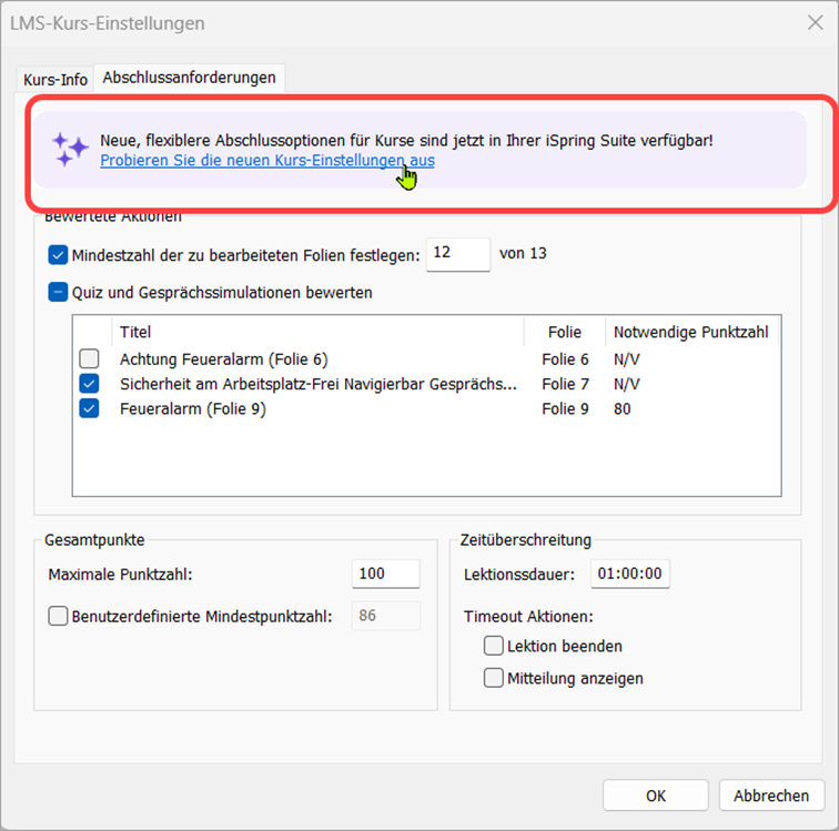 Ursprüngliche Veröffentlichungseinstellungen