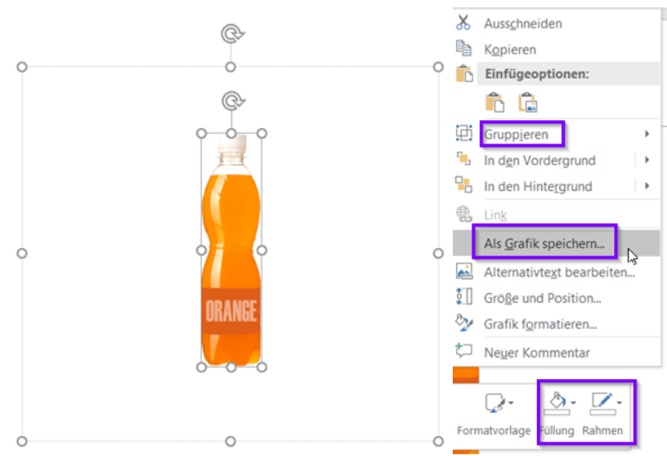 Form gruppiert und gespeichert