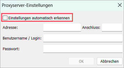 Deaktivieren von Einstellung automatisch erkenne