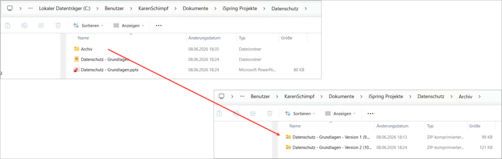 Export Archiv Ordner
